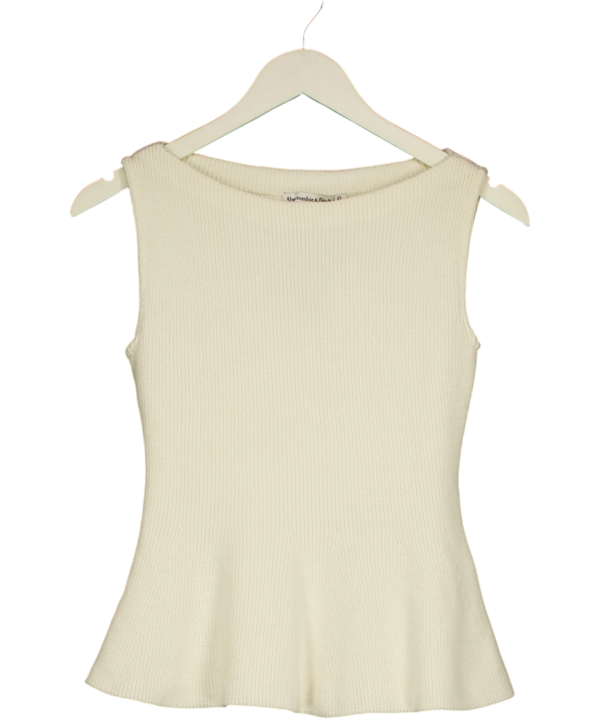 ABERCROMBIE & FITCH Cream Peplum Sweater Tank, size UK XS — front
