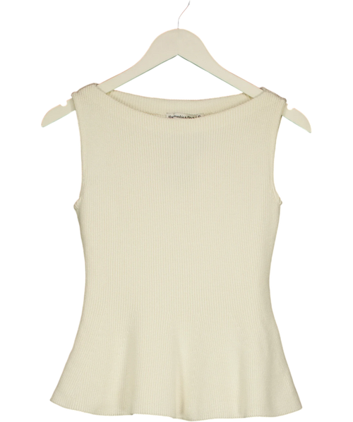 ABERCROMBIE & FITCH Cream Peplum Sweater Tank, size UK XS — front