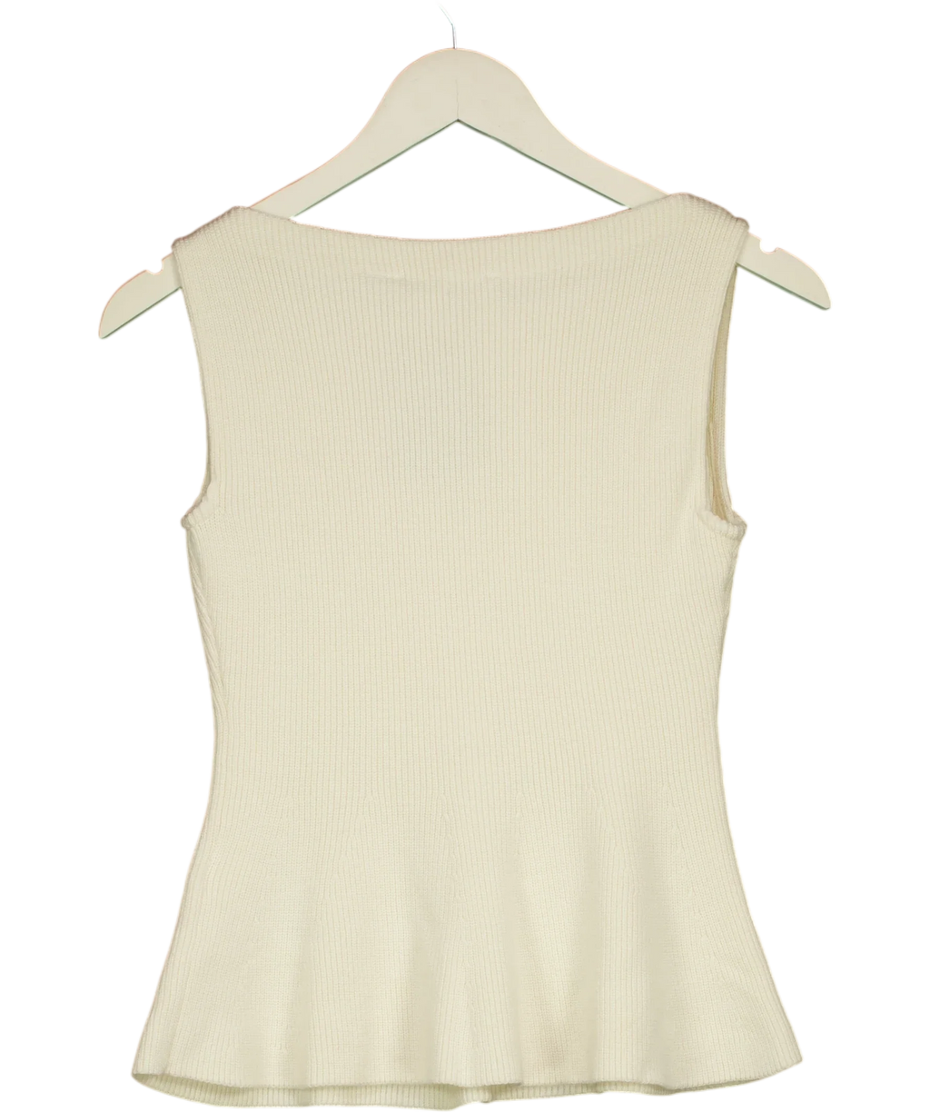 ABERCROMBIE & FITCH Cream Peplum Sweater Tank, size UK XS — back
