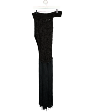 TOPSHOP Knitted One Shoulder Tassel Top Black XS