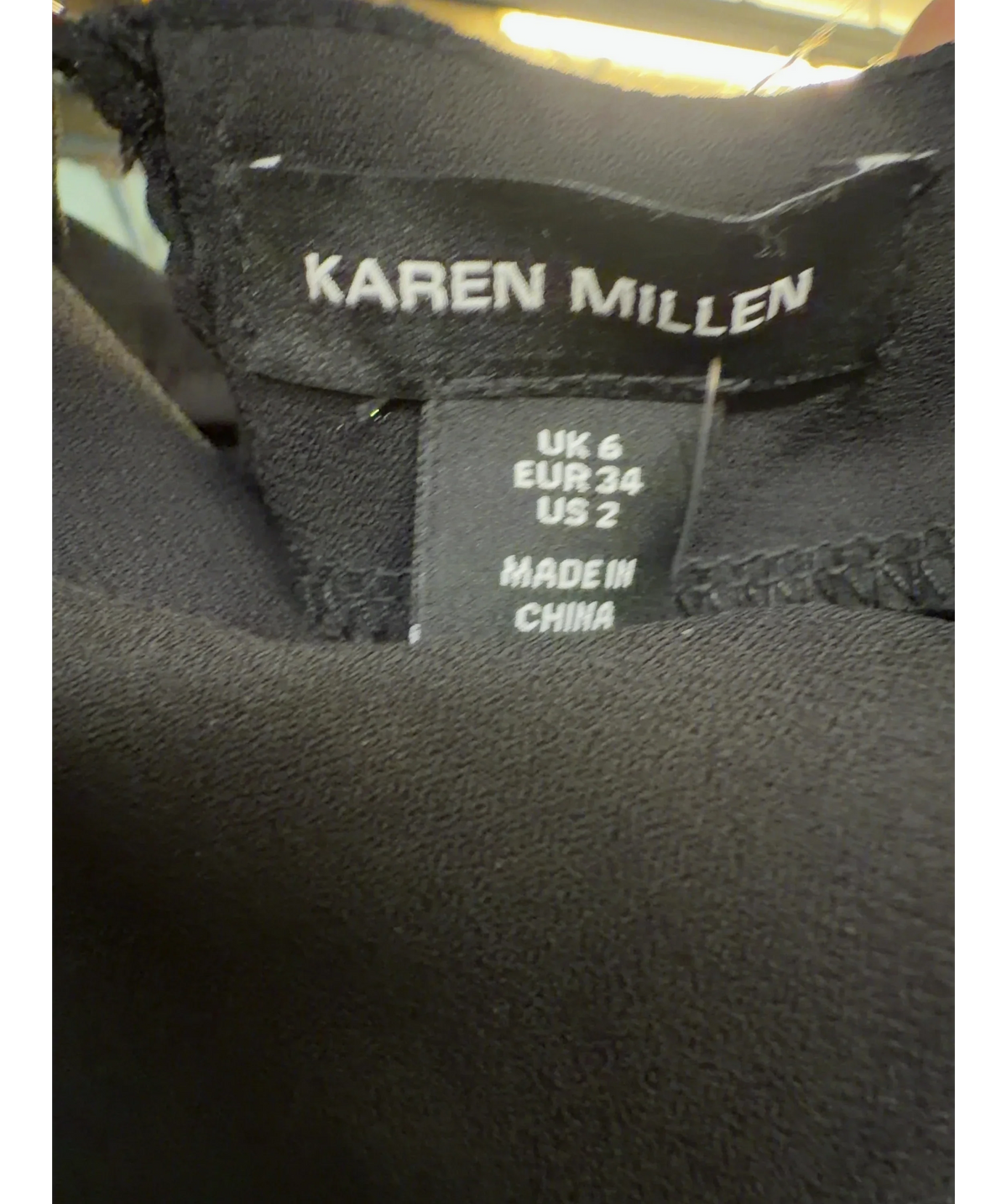 KAREN MILLEN Black Colour, size UK 6 — care label