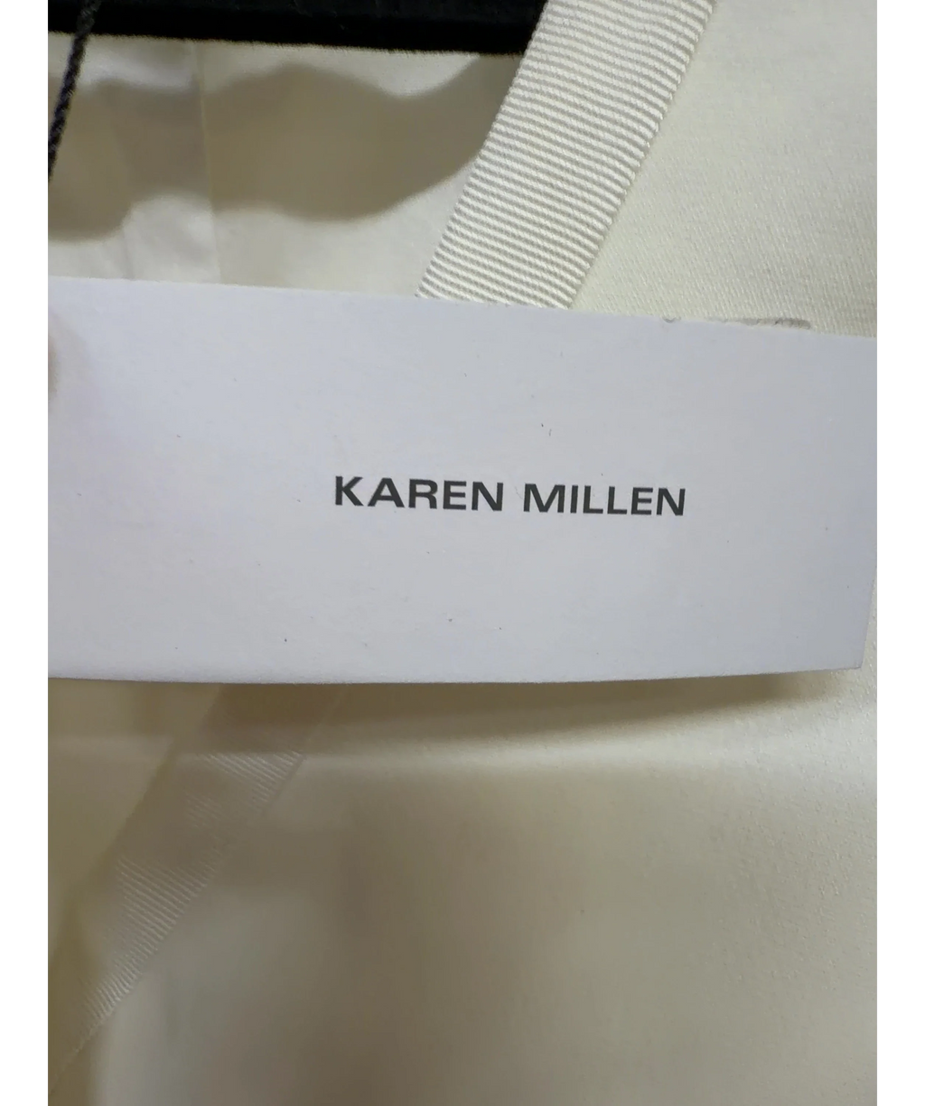 KAREN MILLEN ivory Clean Tailored Grosgrain Tipped Waistcoat, size UK 6 — detail
