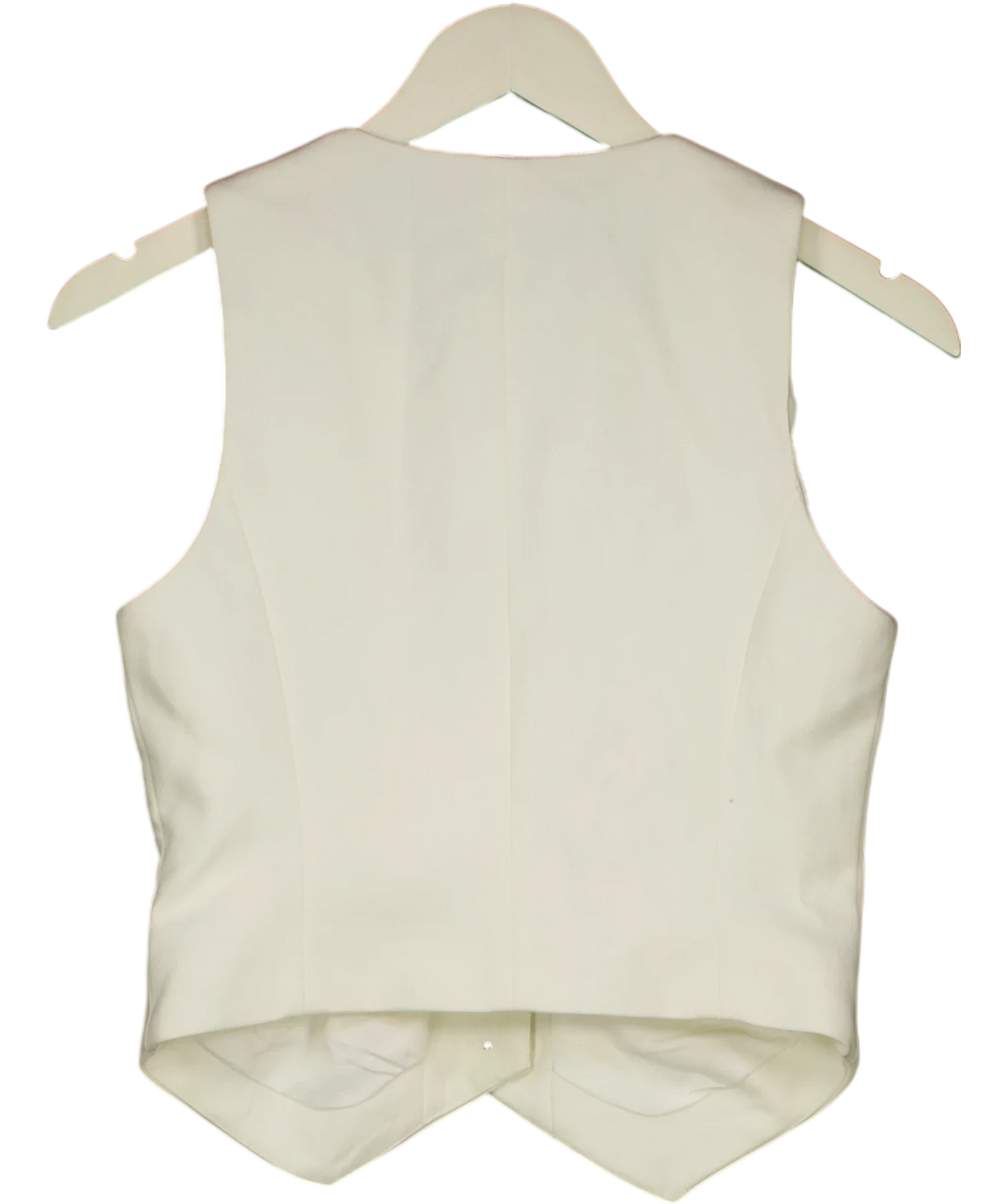 KAREN MILLEN ivory Clean Tailored Grosgrain Tipped Waistcoat, size UK 6 — back