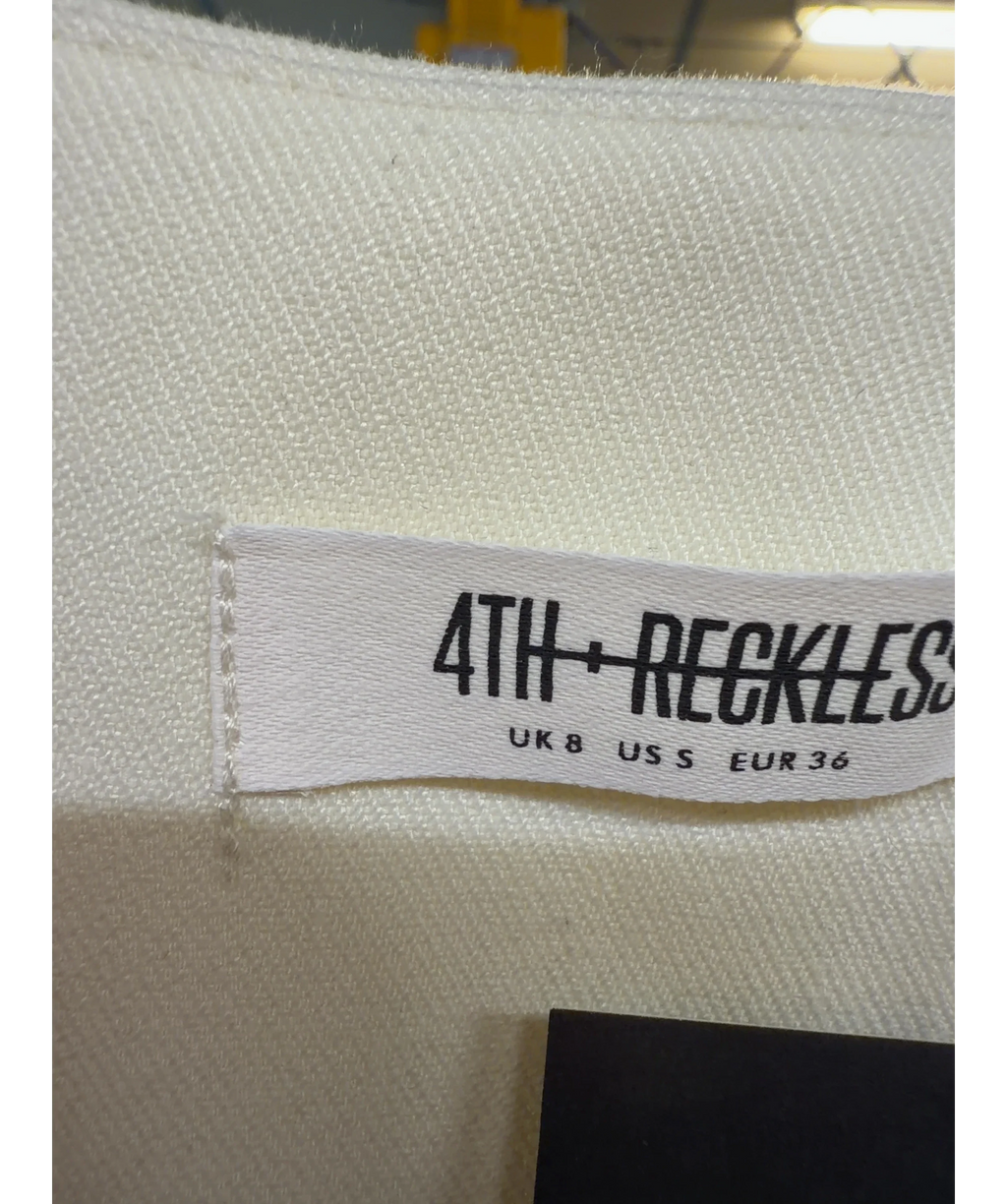 4th & Reckless cream Mila Tailored Cinched Waistcoat, size UK 8 — care label