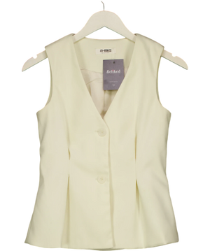 4th & Reckless Mila Tailored Cinched Waistcoat White UK 8