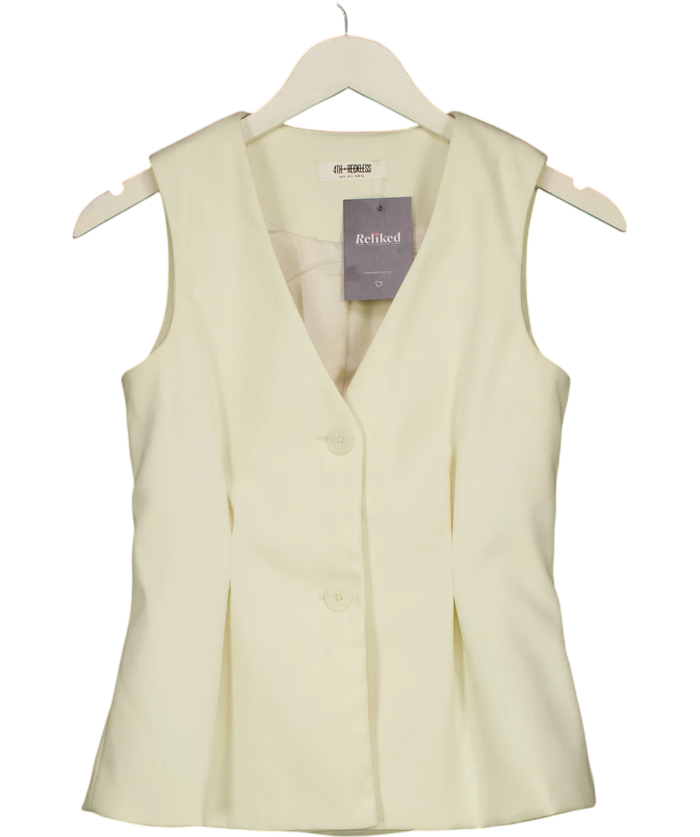 4th & Reckless Mila Tailored Cinched Waistcoat White UK 8