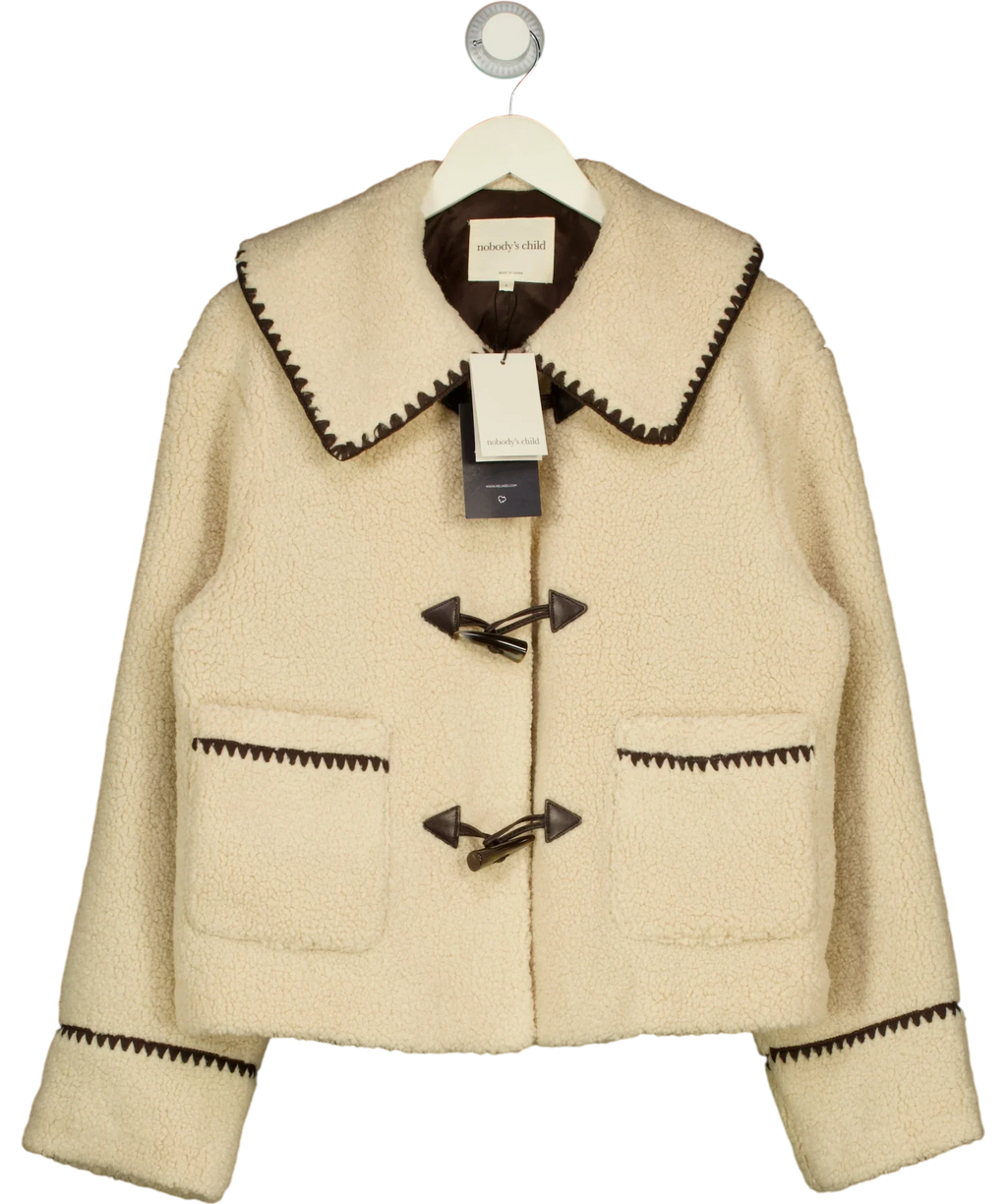 Nobody's Child Cream Whipstitch Borg Jacket, size UK S — front