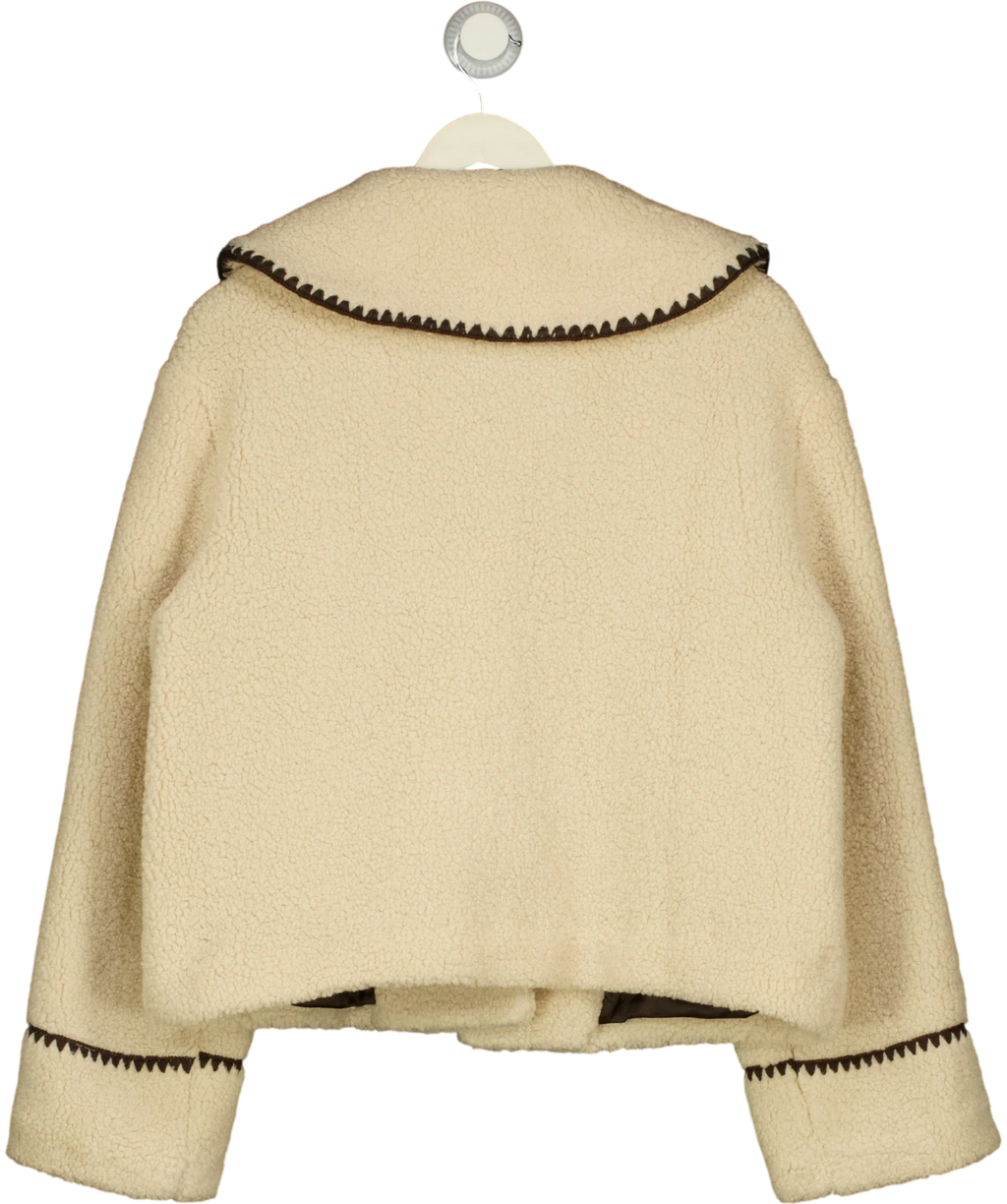 Nobody's Child Cream Whipstitch Borg Jacket, size UK S — back