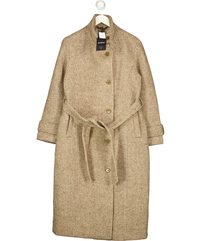Abercrombie & Fitch Signature Collection Beige And Cream Herringbone Coat S