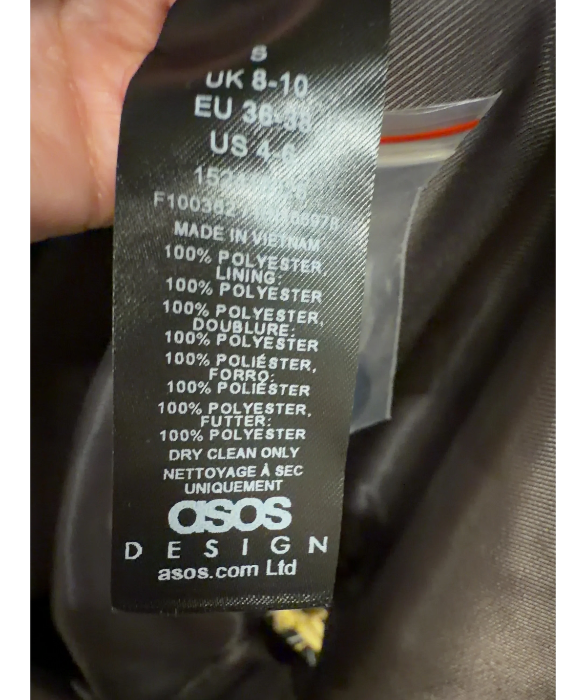 ASOS Brown Colour, size UK S — label