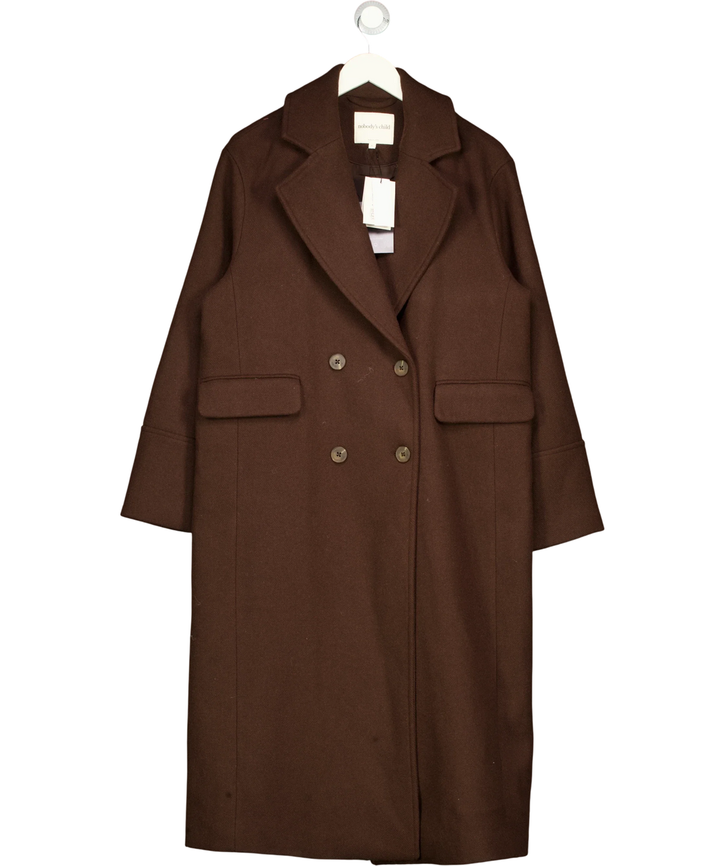 Nobody's Child Brown Byoma Relaxed DB Coat, size UK S — front