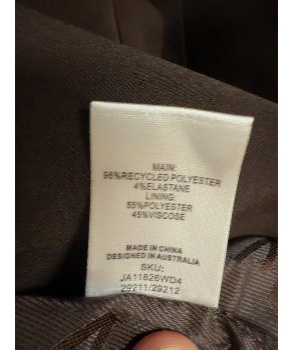 Meshki Brown collarless belted blazer, size UK S — label
