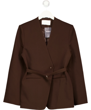 Meshki Collarless Belted Blazer Brown UK S