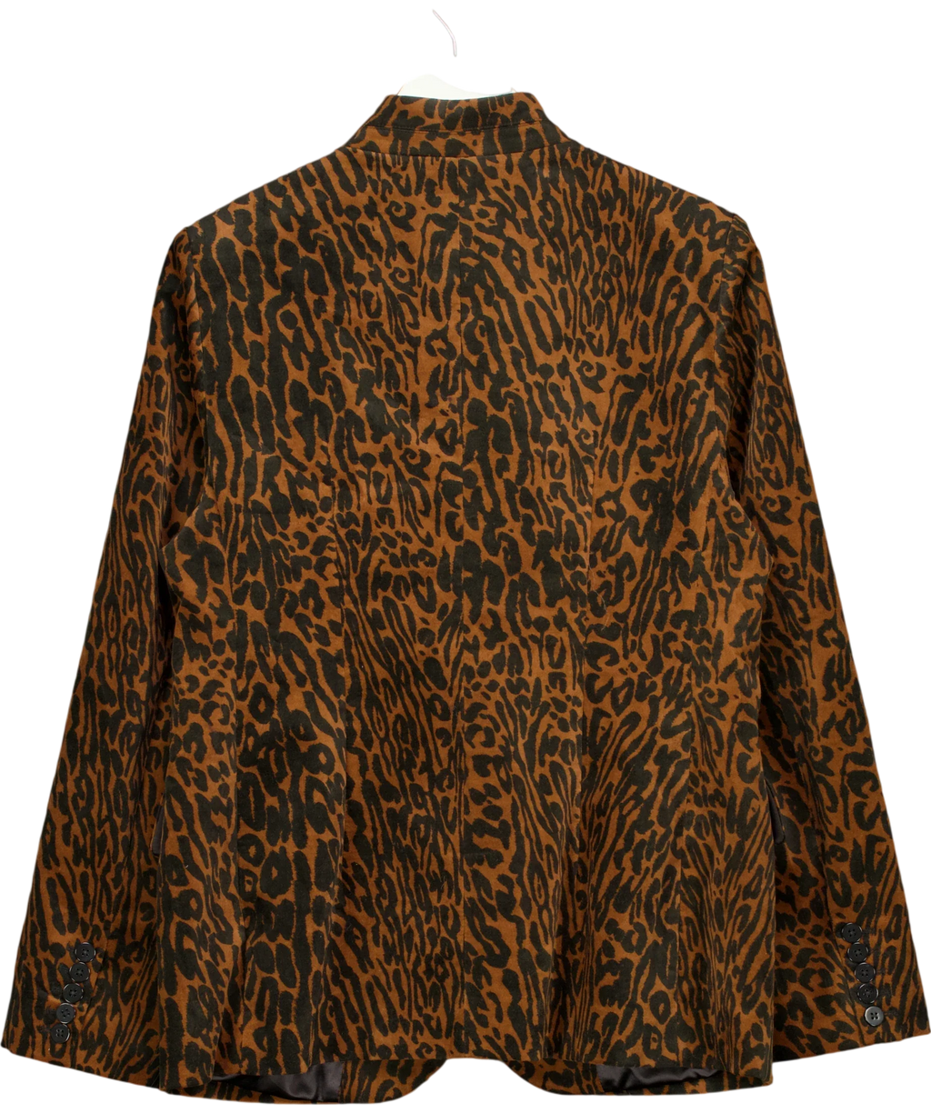 Mint Velvet Brown Leopard Print Velvet Jacket, size UK M — back