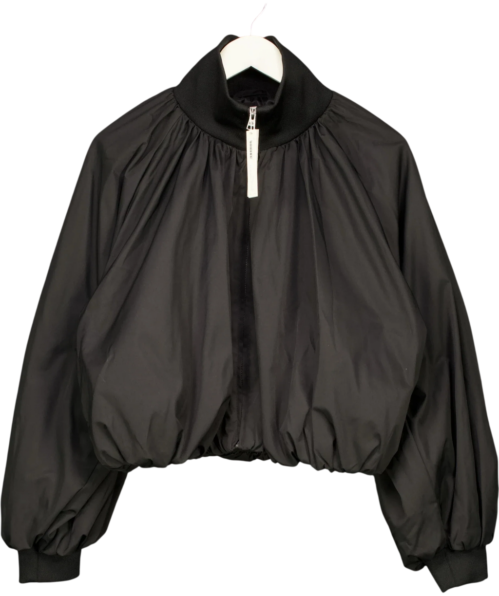 The Couture Club Black The Gathered Balloon Hem Bomber Jacket, size UK XS — front