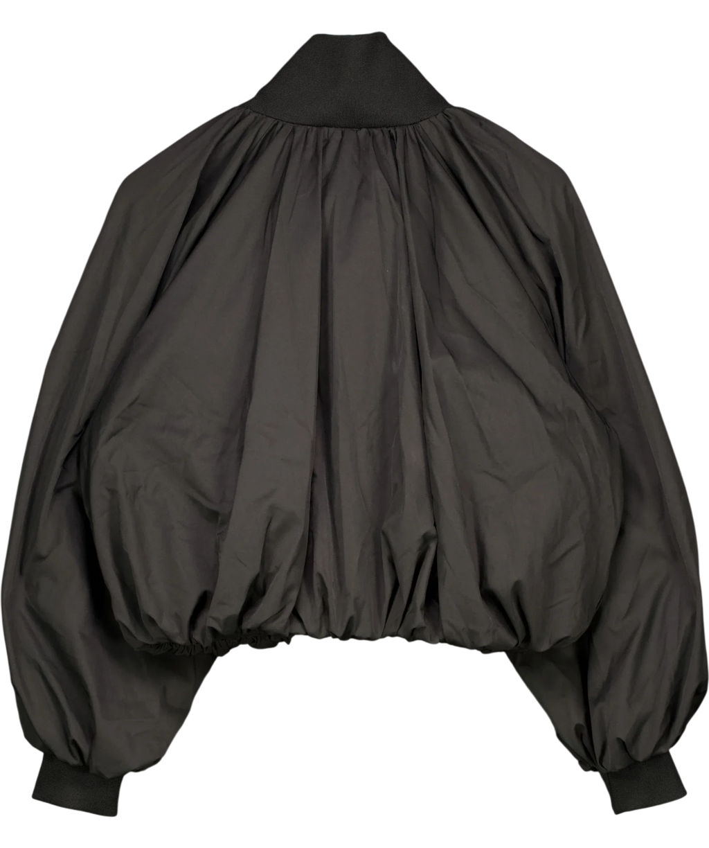 The Couture Club Black The Gathered Balloon Hem Bomber Jacket, size UK XS — back