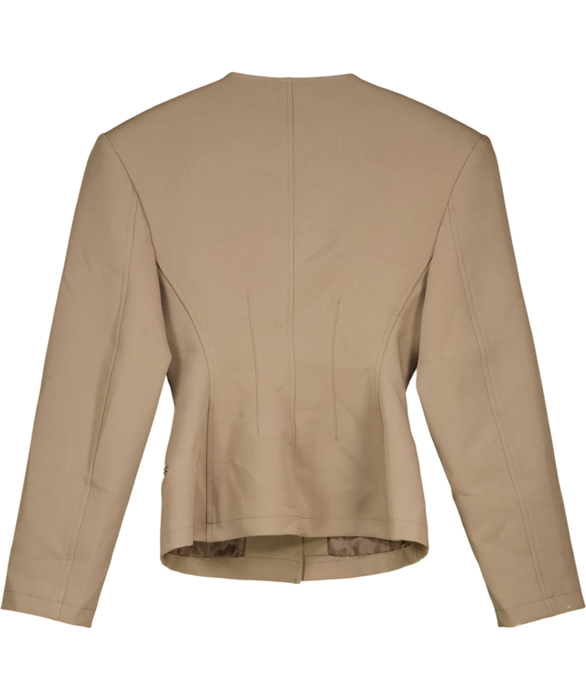 ASOS Brown collarless button-up cinched blazer/jacket, size UK 8 — back