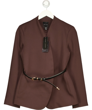 New Look Collarless Belted Brown Blazer UK 10