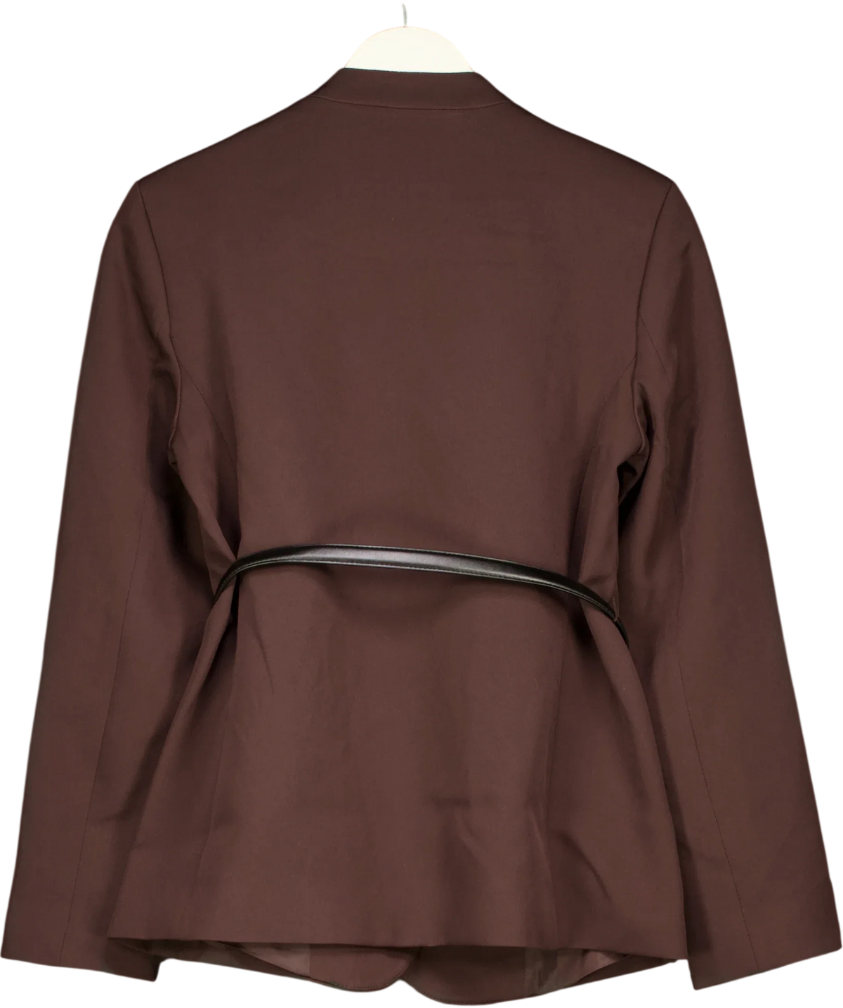 New Look Brown COLLARLESS BELTED BL, size UK 10 — back