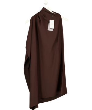 REISS Ellery One-Shoulder Draped Mini Dress Brown UK 4