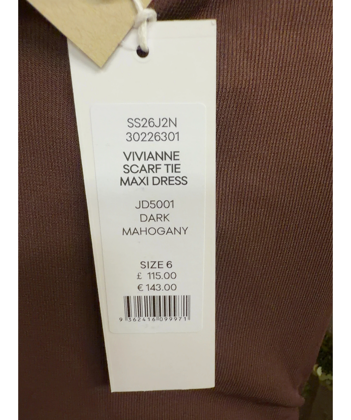 FOREVER NEW Brown VIVIANNE SCARF TIE MAXI DRESS, size UK 6 — care label