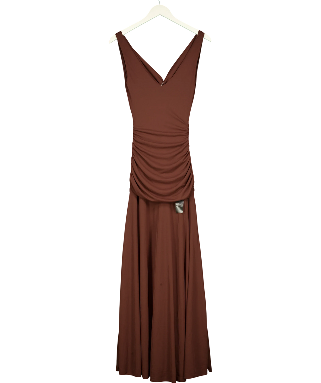 FOREVER NEW Brown VIVIANNE SCARF TIE MAXI DRESS, size UK 6 — back