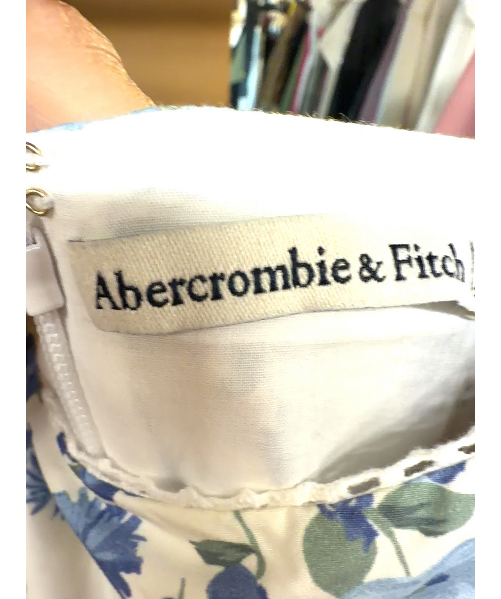 ABERCROMBIE & FITCH white Square Neck Pleated / Bra-Free Midi Dress, size UK XS — detail