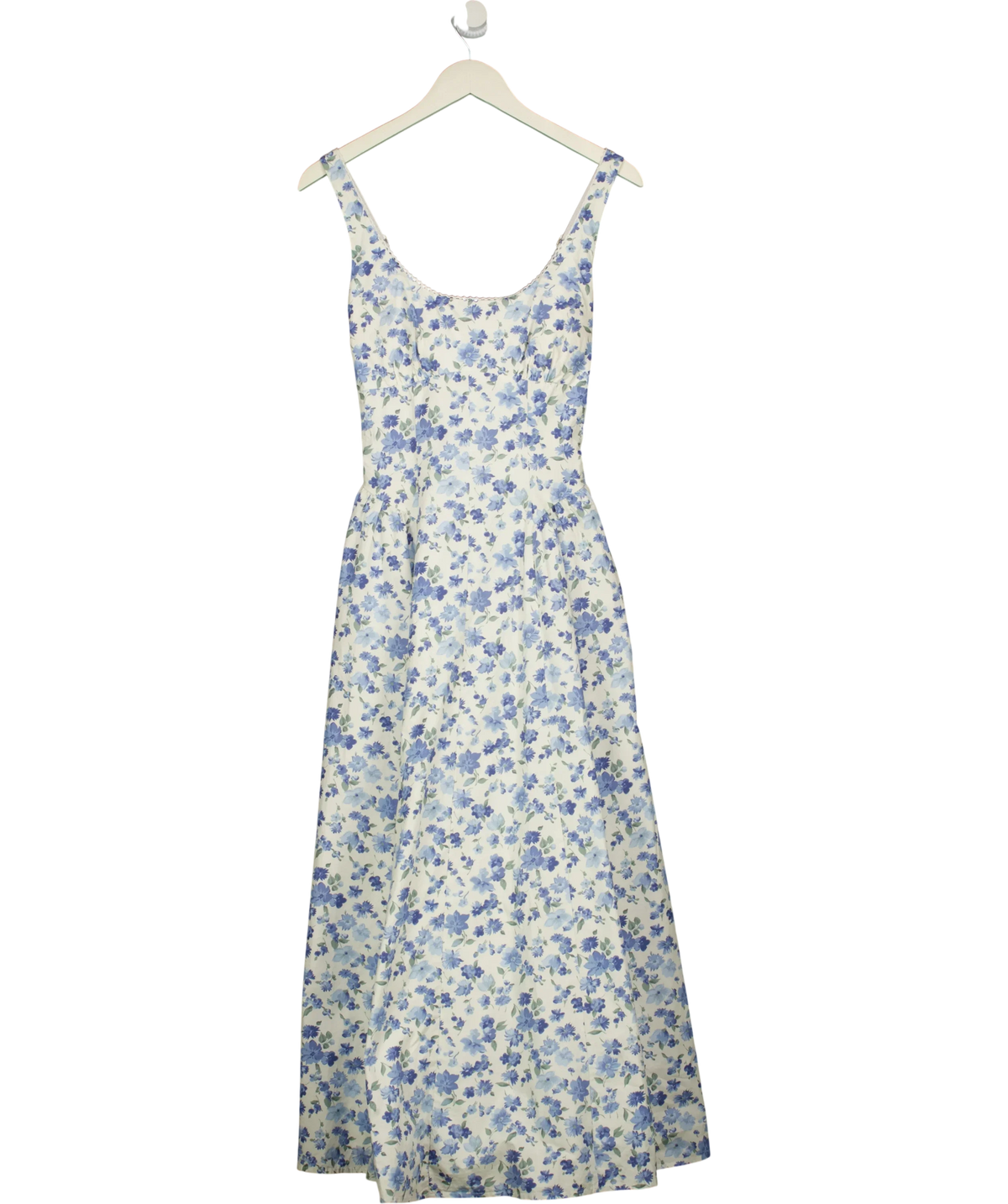 ABERCROMBIE & FITCH white Square Neck Pleated / Bra-Free Midi Dress, size UK XS — front