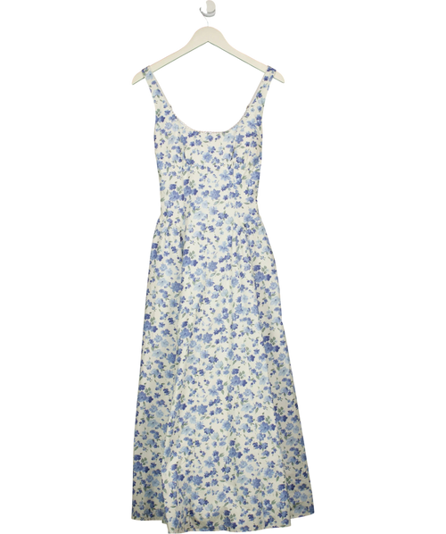 ABERCROMBIE & FITCH white Square Neck Pleated / Bra-Free Midi Dress, size UK XS — front