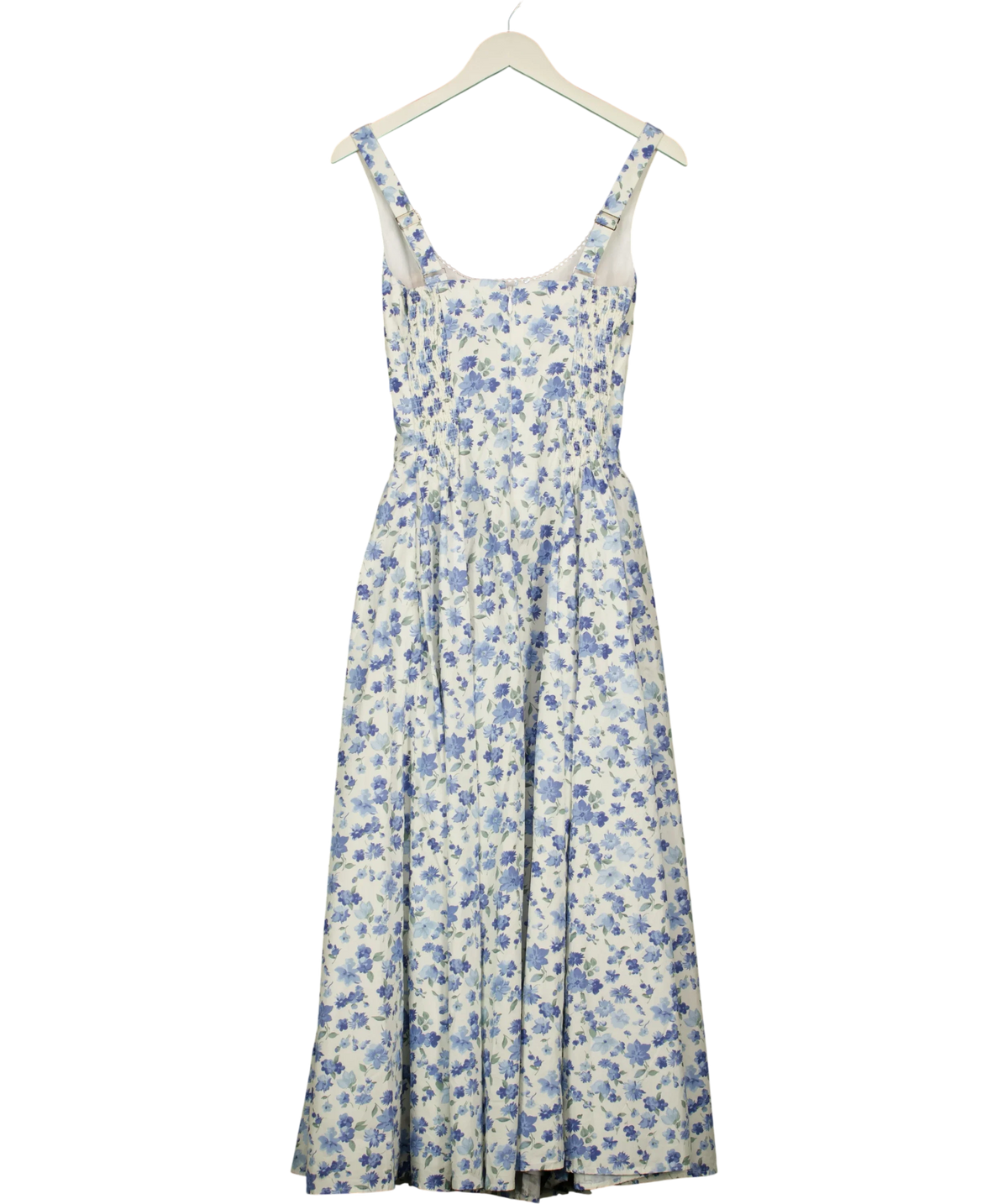 ABERCROMBIE & FITCH white Square Neck Pleated / Bra-Free Midi Dress, size UK XS — back