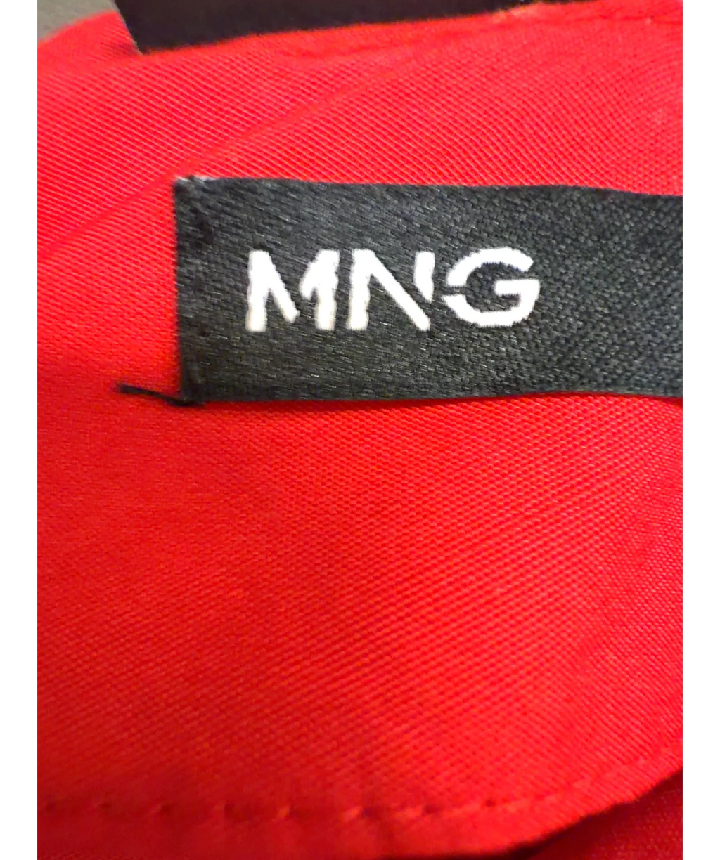 MANGO Red Flared Cotton Midi Dress, size UK XS — detail