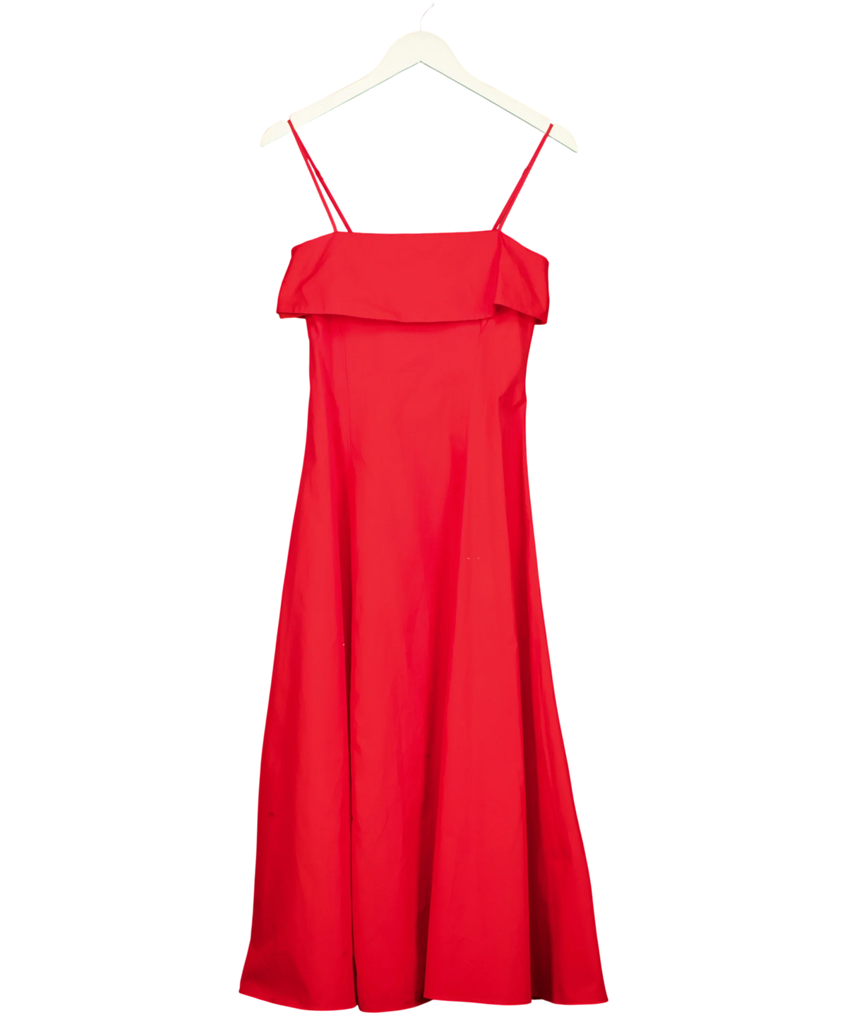 MANGO Red Flared Cotton Midi Dress, size UK XS — front