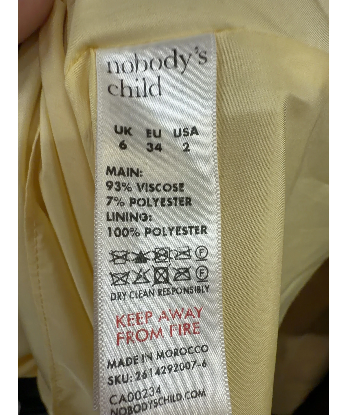 Nobody's Child Yellow Reign Midi Dress, size UK 6 — label