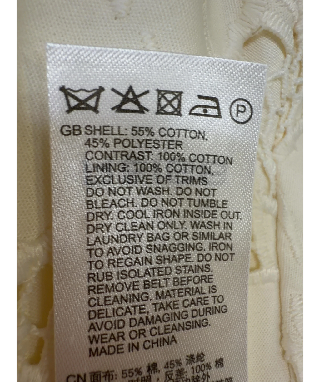 REISS Cream Kerina Cotton-Blend Lace Button-Front Midi Dress, size UK 6 — label