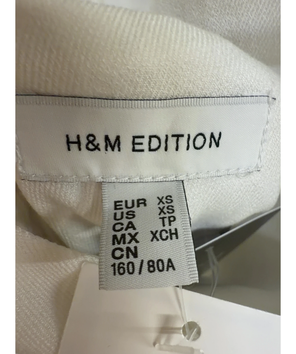 H&M White White Twist-Detail Twill Dress, size UK XS — detail