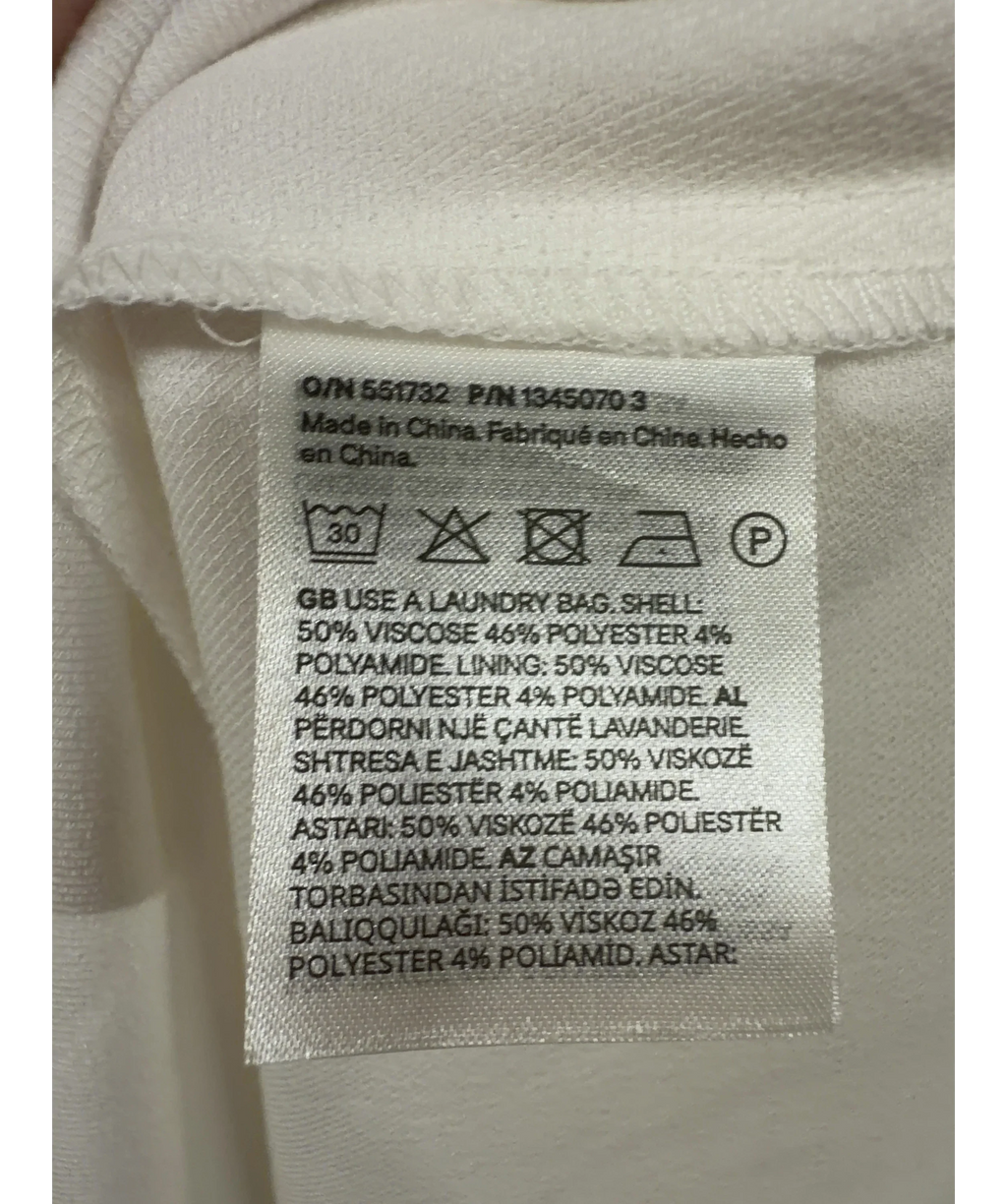 H&M White White Twist-Detail Twill Dress, size UK XS — label