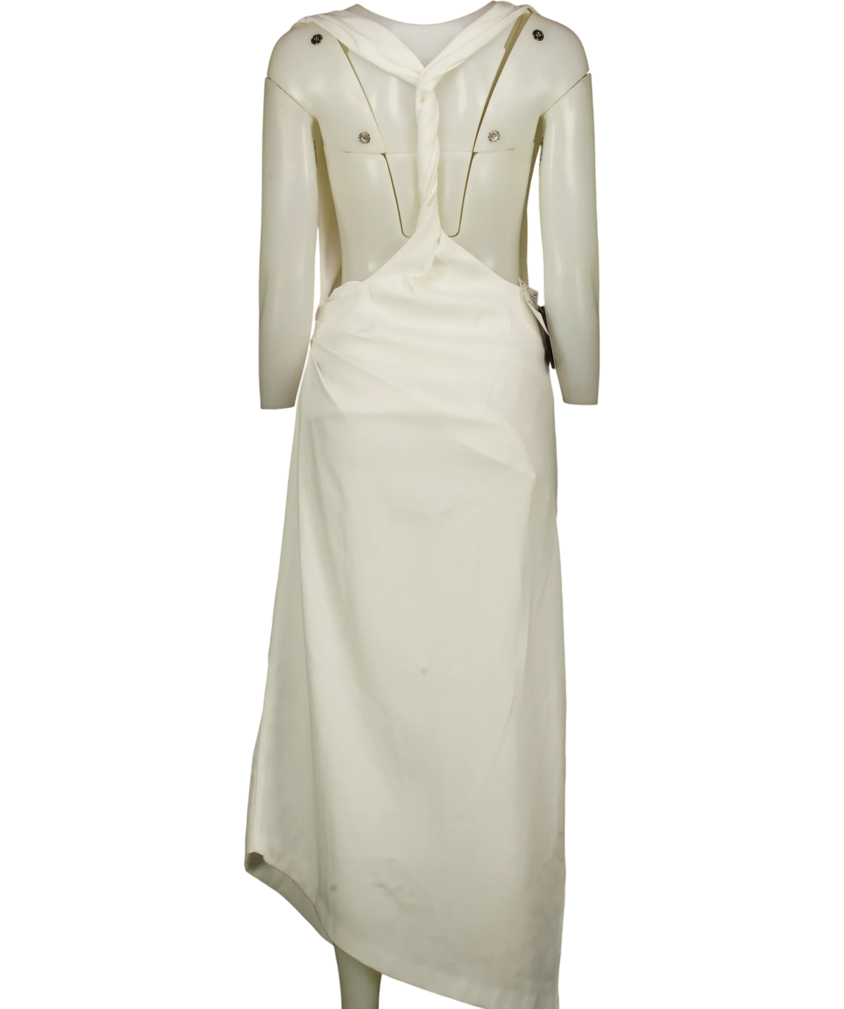 H&M White White Twist-Detail Twill Dress, size UK XS — back