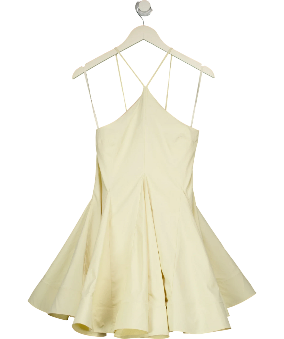 ASOS Cream structured halter volume skirt mini dress, size UK 6 — front