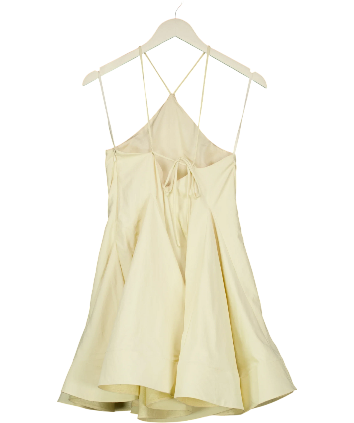 ASOS Cream structured halter volume skirt mini dress, size UK 6 — back