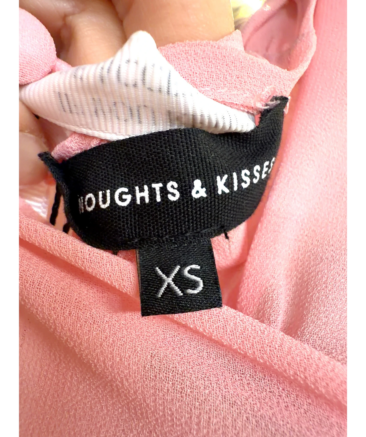 Noughts & Kisses Pink CHIARA Pink Chiffon Ruched Dress, size UK XS — care label