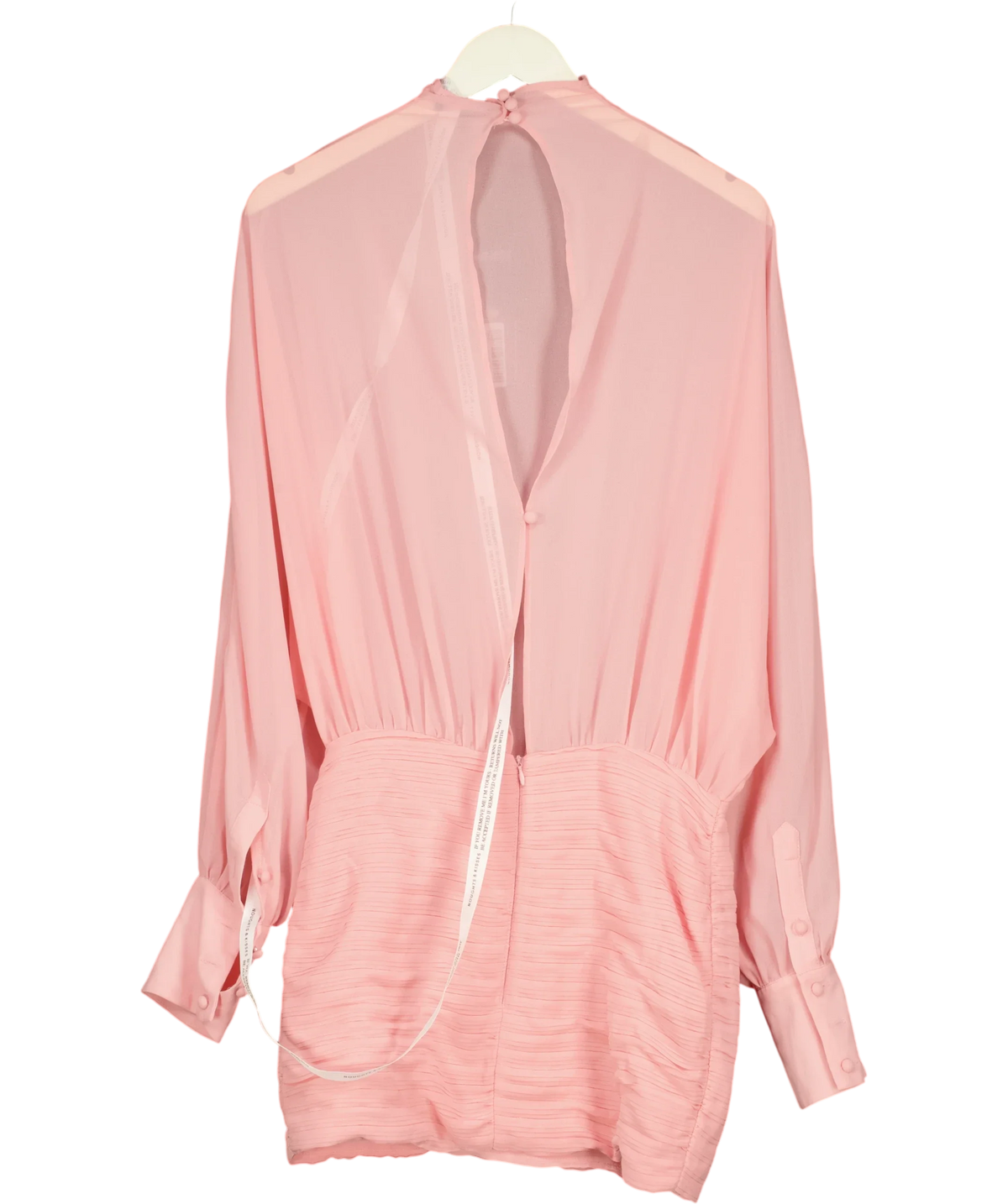 Noughts & Kisses Pink CHIARA Pink Chiffon Ruched Dress, size UK XS — back