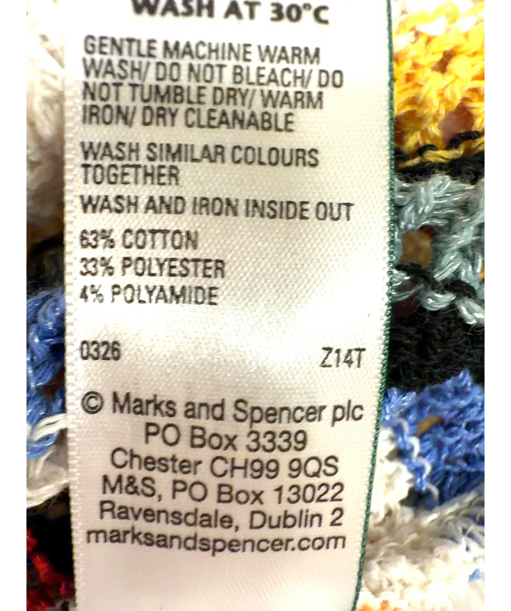 M&S Multicoloured multicoloured striped crochet knit dress, size UK XS — label