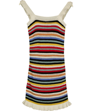 M&S Multicoloured Striped Crochet Knit Dress UK XS