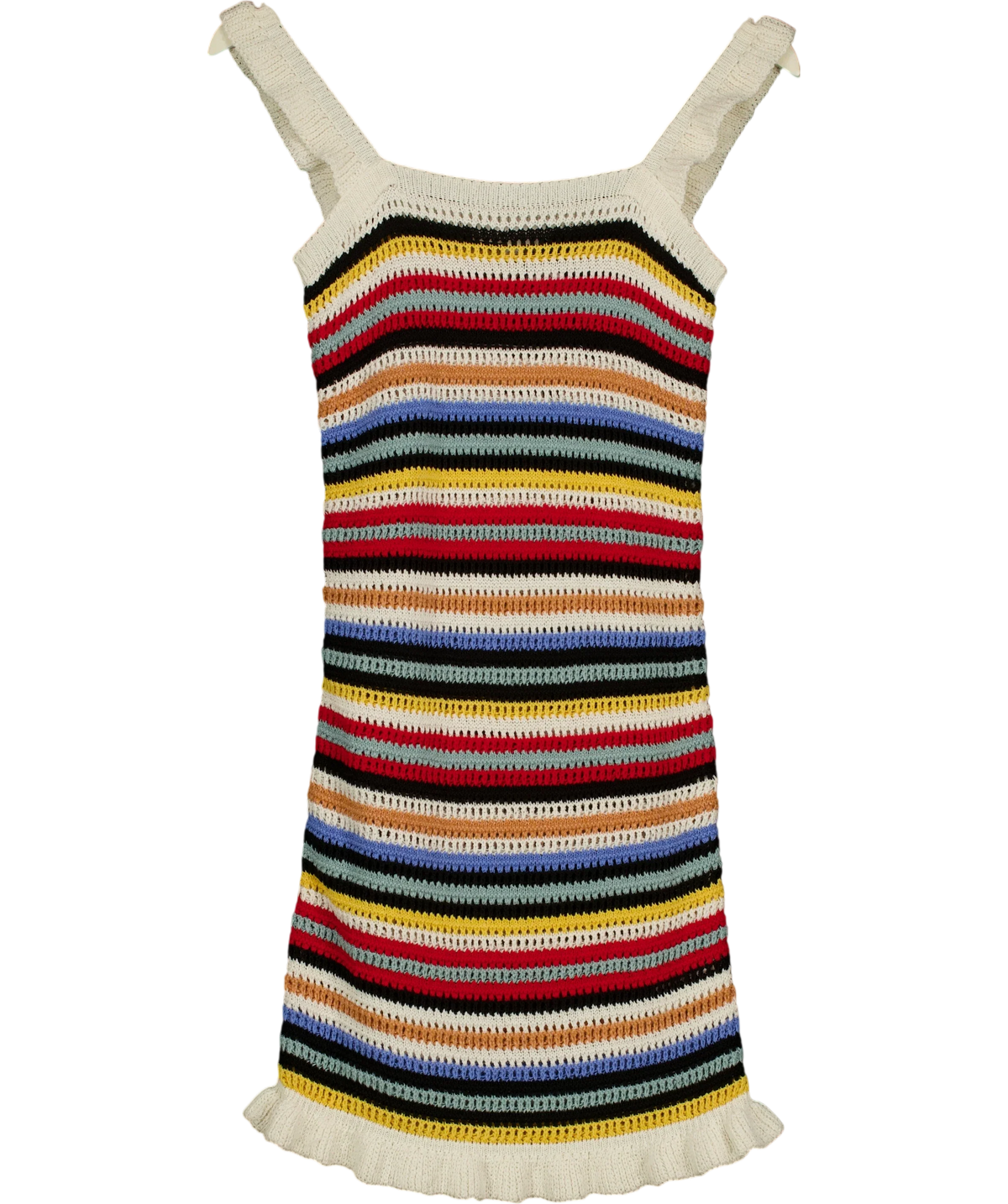 M&S Multicoloured multicoloured striped crochet knit dress, size UK XS — front