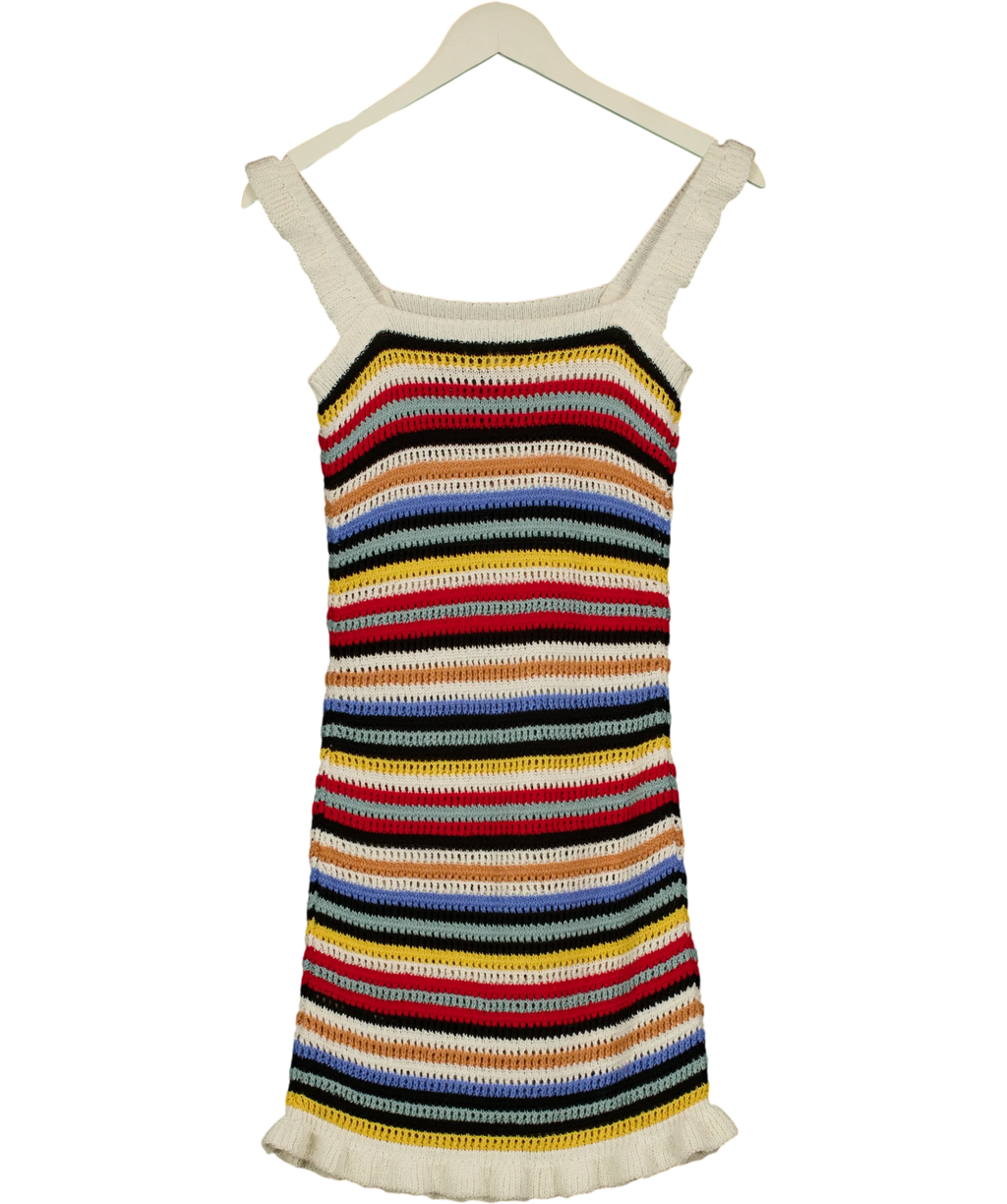 M&S Multicoloured multicoloured striped crochet knit dress, size UK XS — back