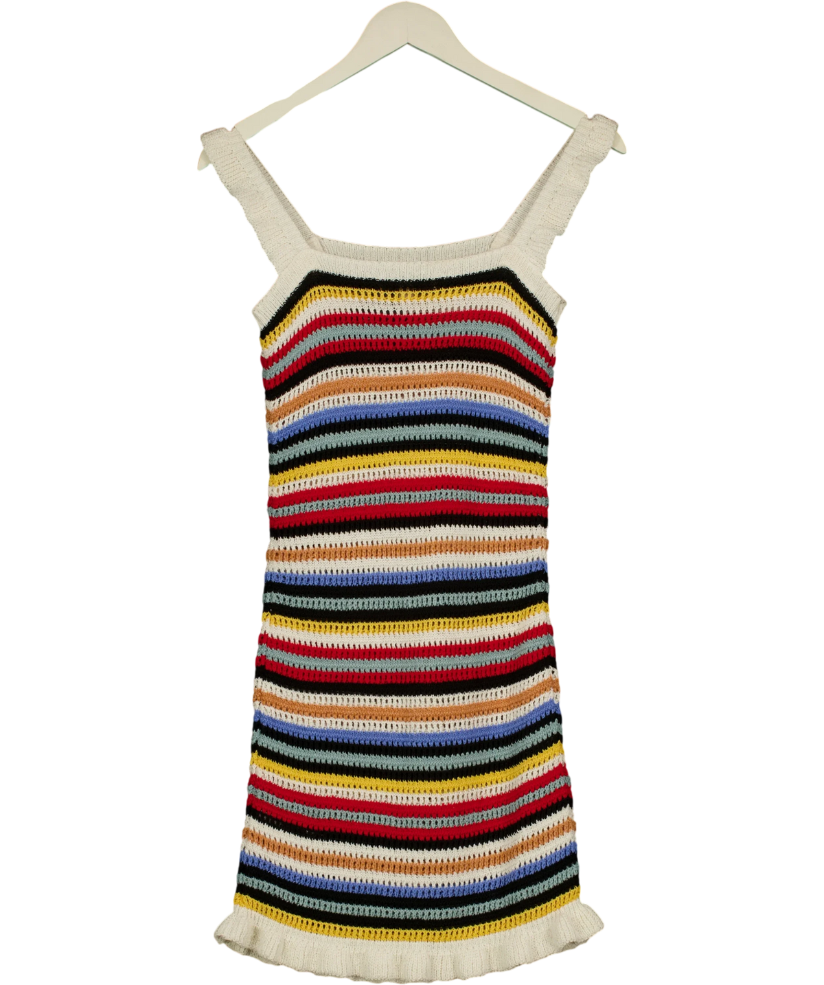 M&S Multicoloured multicoloured striped crochet knit dress, size UK XS — back
