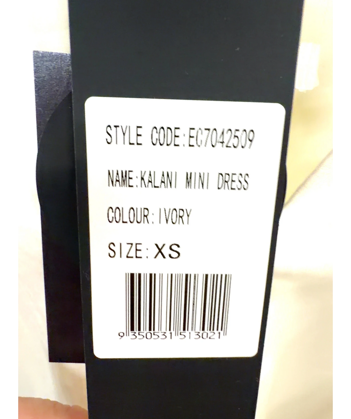 Elliatt ivory Kalani Mini Dress, size UK XS — care label