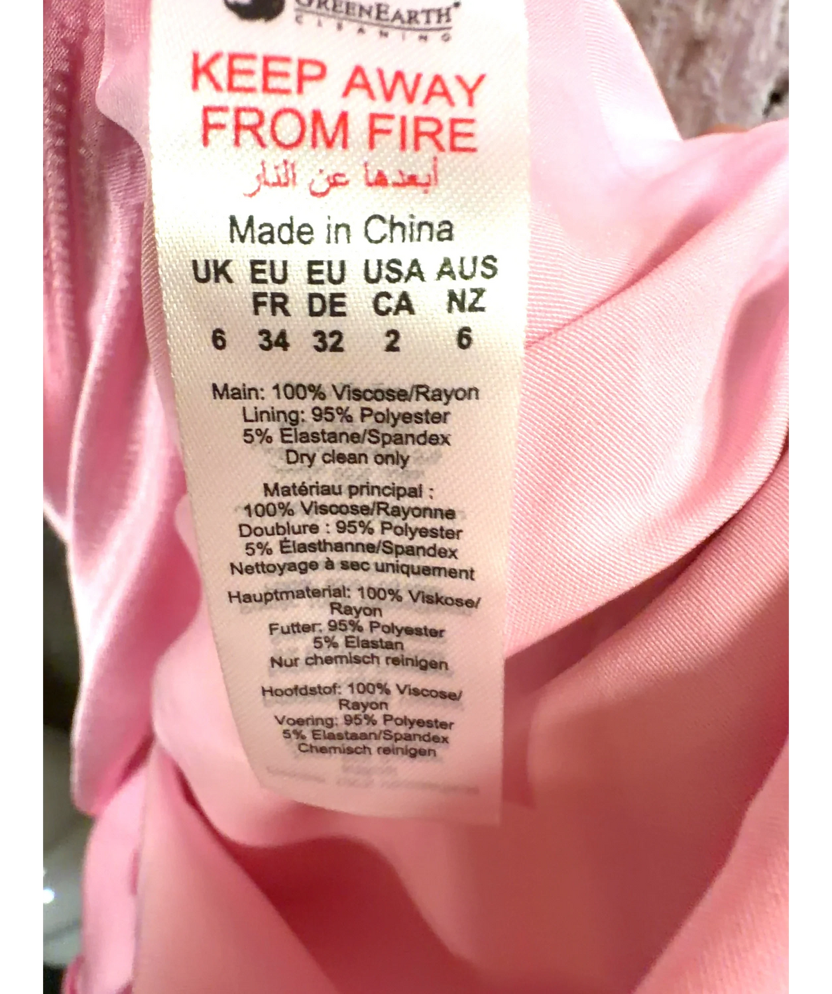KAREN MILLEN Pink Colour, size UK 6 — label