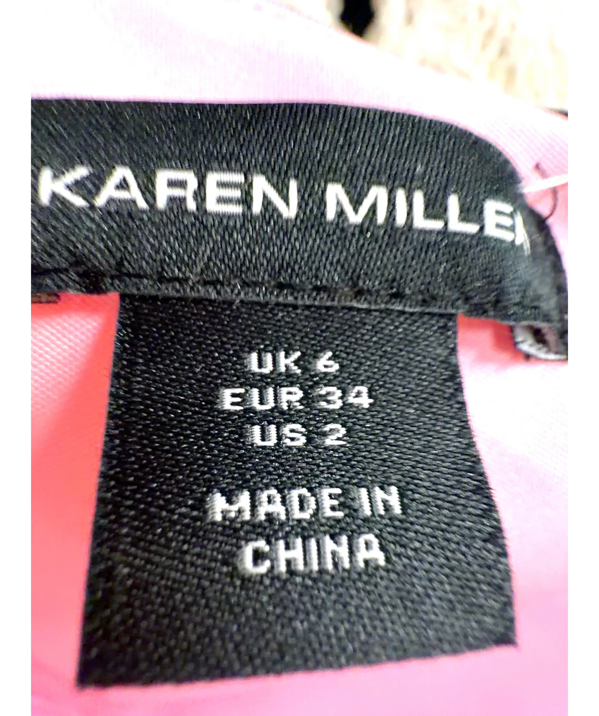 KAREN MILLEN Pink Colour, size UK 6 — care label