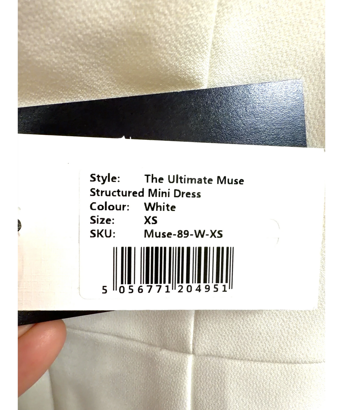 ODD MUSE White Structured Mini Dress, size UK XS — care label